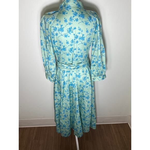Susan Albright Huntington Green adn Teal Floral Dress Sz S - Picture 3 of 4
